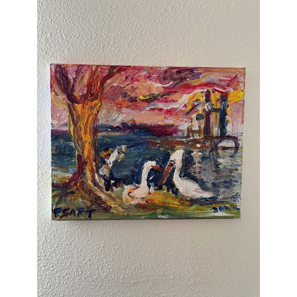 "Big Muddy" painting by Patrick Sart, New Orleans Miss River Birds Paddlewheeler